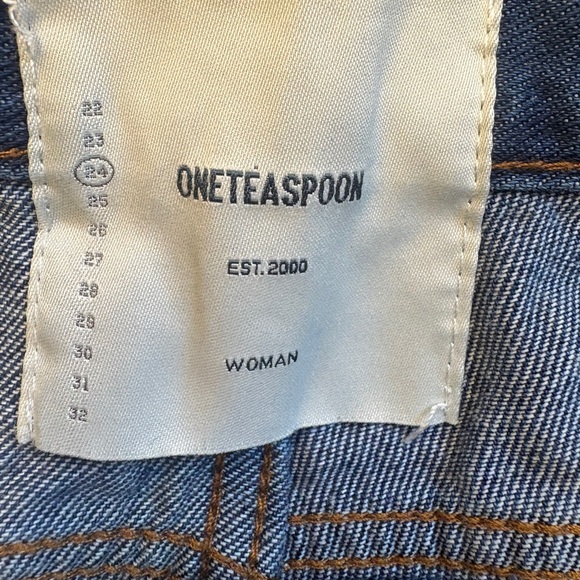One Teaspoon Classic Blue fringed hem relaxed fit 100% Cotton denim jean size 24 - Picture 5 of 11